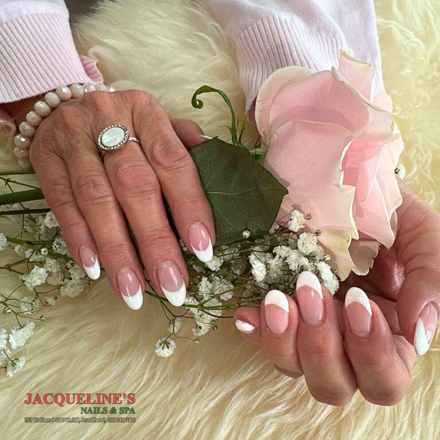 pink and white nails, French manicure, acrylic nails,
