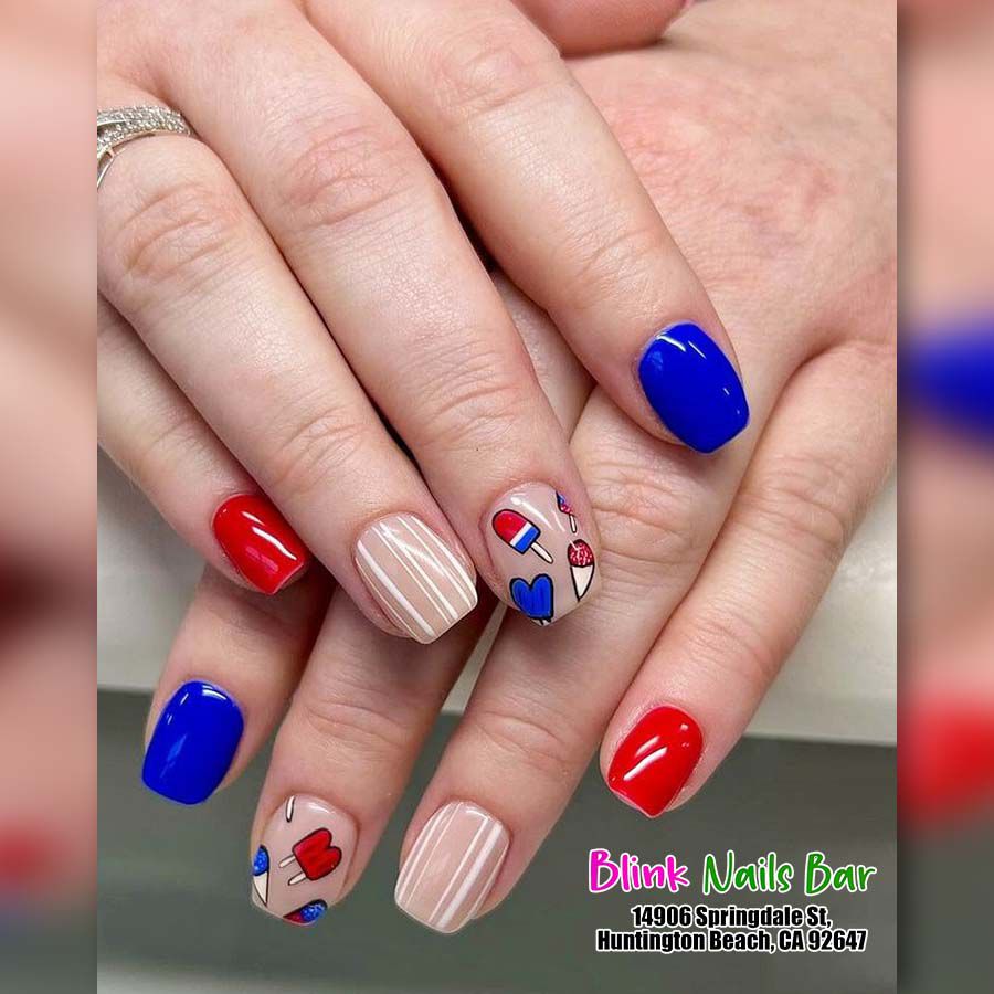 Celebrate in Style with Independence Day Nails at Blink Nails Bar in Huntington Beach, CA