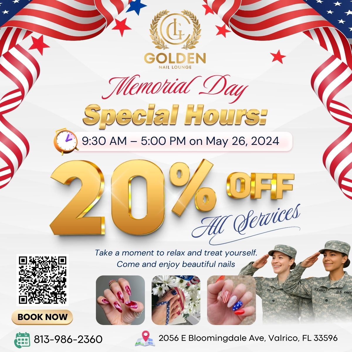  Golden Nail Lounge is OPEN this Memorial Day