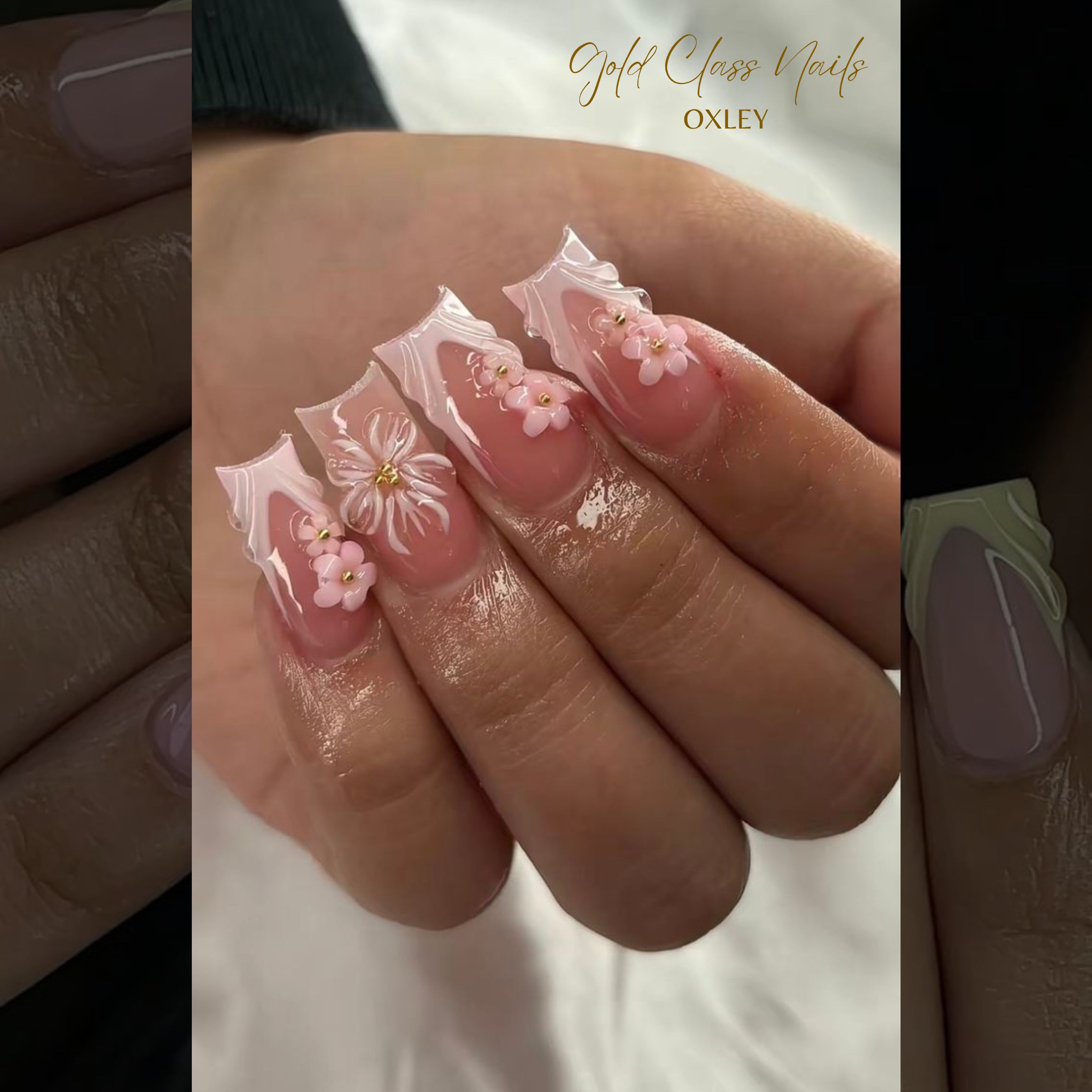 Gel X Nail design - Gold Class Nails Oxley QLD
